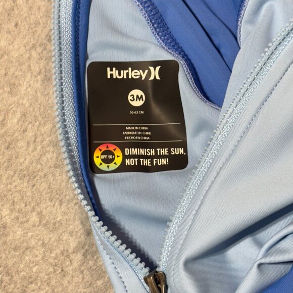 Hurley Baby Boy 3M Infant Swimsuit Rashguard one piece Psychic Blue UPF 50+ - Picture 6 of 6